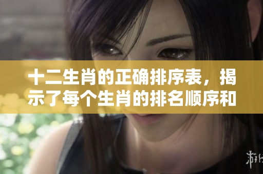 十二生肖的正确排序表，揭示了每个生肖的排名顺序和特点。